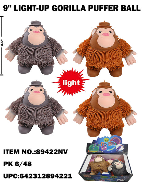 9“ Light Up Thick Hair Puffer Gorilla