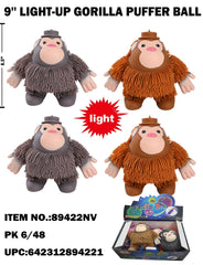 9“ Light Up Thick Hair Puffer Gorilla