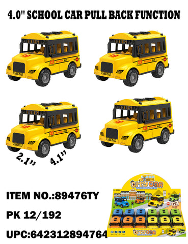 4" Pull Back School Bus